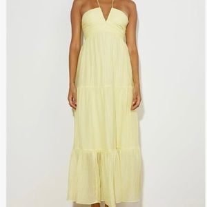 Long yellow halter dress